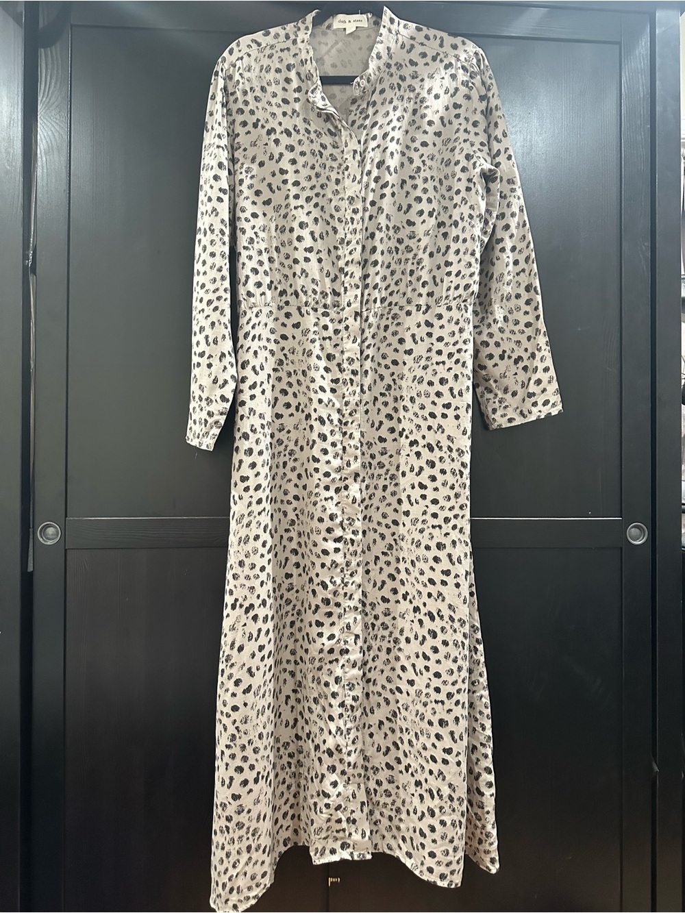 cloth & stone Beige and Black Leopard-Print Long Button Dress